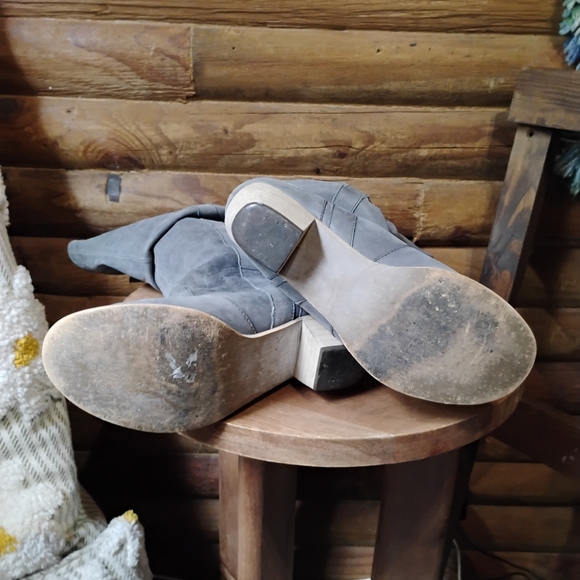 Colin Stuart Womens Boho Riding Knee High Gray Leather Boots Womens Sz 8.5 - Picture 6 of 8